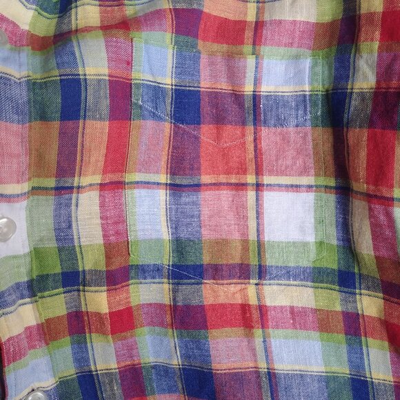 Gant Hampton Linen E-Z Fit Mens Short Sleeve Button plaid 100% linen shi… - Picture 4 of 13
